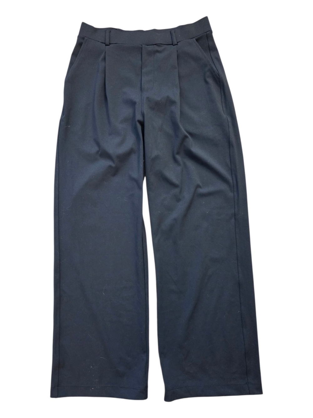 IUGA Black Wide-Leg Pleated Dress Pants High-Waisted Stretch Trouser - Size M